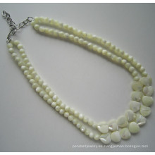 2 filas de moda traje Shell collar de perlas para las mujeres